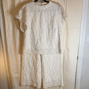 JODIFL Cream Eyelet Two-Piece Set